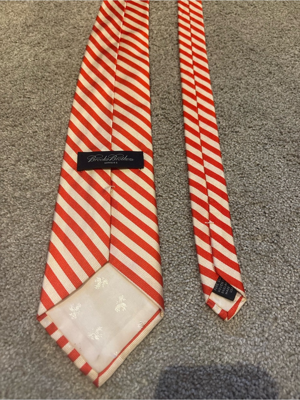 Brooks Brothers Orange and Cream Diagonal Stripe Silk Tie